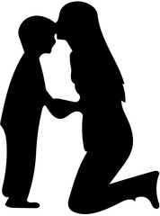 silhouette of a mother and son vector 