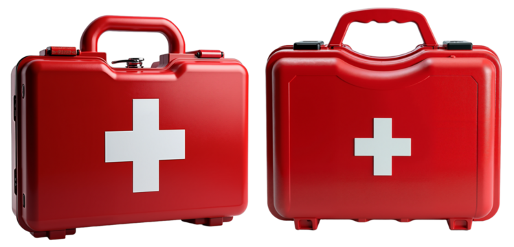 Medical Emergency Kit – Compact Red First Aid Box with White Cross for Healthcare Professionals and Safety Presentations