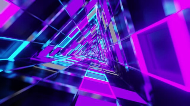Purple with blue and pink triangle rotated mirrored sci-fi VJ tunnel loop