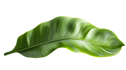 Elegant Green Banana Leaf with Smooth Texture and Subtle Veins Against a Checkered Backdrop