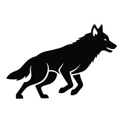 Silhouette of a running wolf with alert stance majestic canine profile artistic representation silhouette