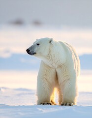 Majestic polar bear in arctic landscape