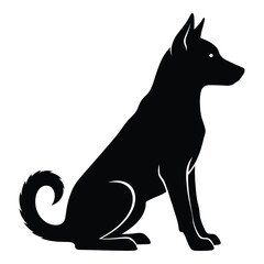 Sitting dog silhouette profile view clean design animal companion pet icon silhouette
