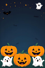 halloween background with pumpkin and bats