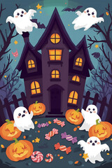 halloween background with haunted house