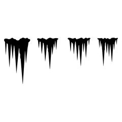 Collection of icicle silhouettes in a simple black style. Frozen winter ice spikes vector illustration