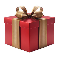 Obraz premium Elegant red gift box with golden ribbon for festive celebrations