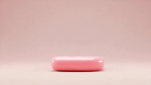 3D balloon-style letter D in soft pink on pastel background, suitable for children's media, branding, and decorative typography.