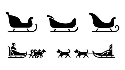 Sleigh Flat Vector Icon Set