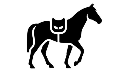 Black Horse Silhouette with Saddle Illustration