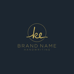 K E Initial handwriting logo template