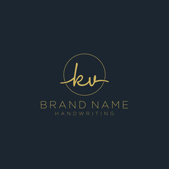K V Initial handwriting logo template