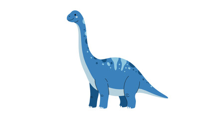 Naklejka premium A cute blue dinosaur with a long neck and tail walking.