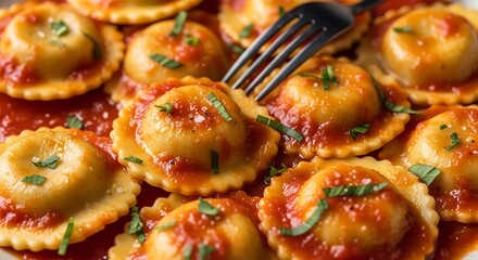 Delicious Italian Ravioli with Tomato Sauce.