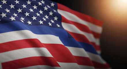 Fototapeta premium Waving american thin blue line flag honoring law enforcement personnel