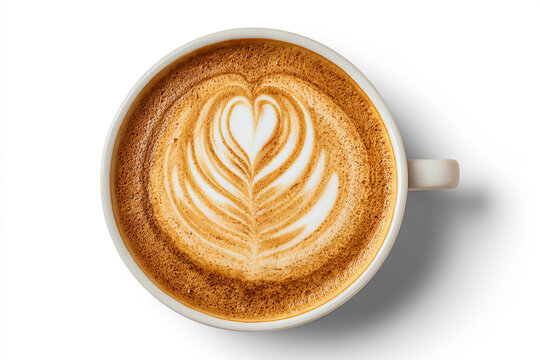 Latte art with heart shape isolated on white background - Powered by Adobe