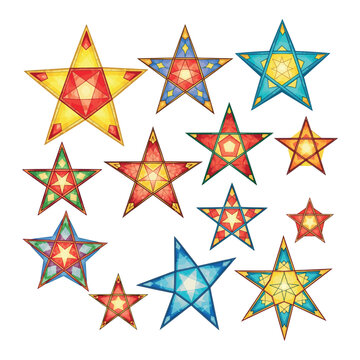 Filipino Parol Lanterns Collection of the star-shaped lanterns vector set