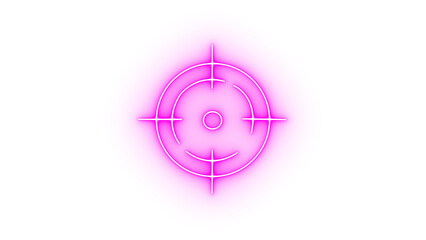 Pink neon crosshair reticle isolated on transparent background