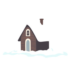 Collection of cozy Christmas house vector illustrations with snow roofs, pine trees, and smoking chimneys. Perfect for holiday cards, posters, prints, winter decorations, and festive seasonal designs.