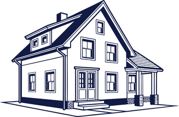 House Line Art Illustration