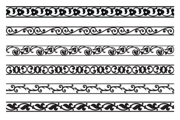 Set of decorative seamless ornamental border - Vector modular