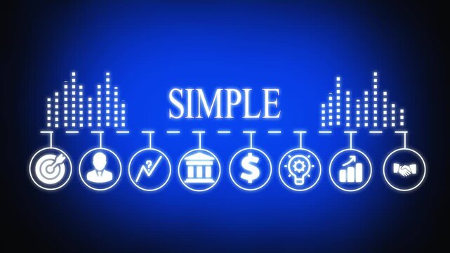 Businessman pressing a Business Simple concept symbolizing innovation, growth, efficiency, and digital solutions for corporate success in modern technology.