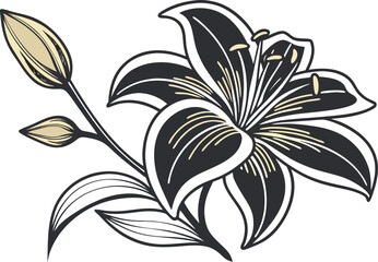 Obraz premium Elegant Black and White Lily Flower