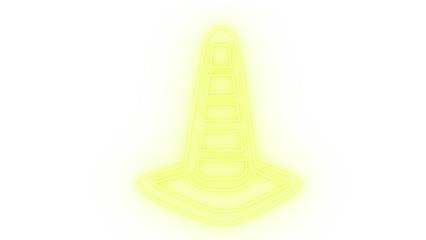 Yellow neon abstract shape isolated on transparent background