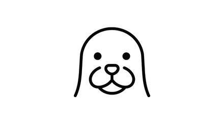 Obraz premium Simple and cute illustration of a seal's face with big eyes and whiskers.