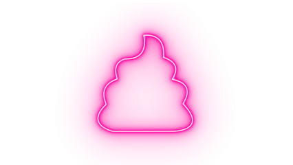 Pink neon poop emoji icon isolated on transparent background, representing humor and silliness
