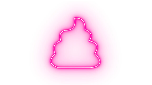 Pink neon poop emoji icon isolated on transparent background, representing humor and silliness