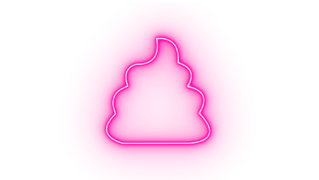 Pink neon poop emoji icon isolated on transparent background, representing humor and silliness