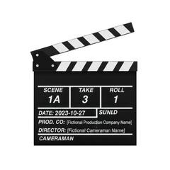 Obraz premium Sleek minimalist movie clapperboard symbolizes film industry expertise and precision crafting