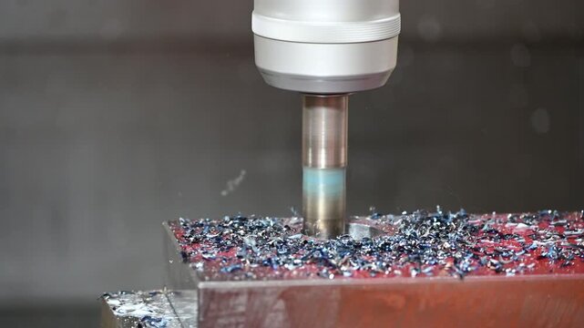 The CNC milling machine rough cutting the hardness material parts by indexable tool.