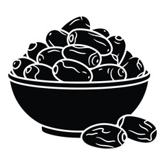 Bowl of fresh dates artistic rendering delicious natural fruit staple food asset silhouette