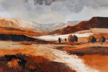 A strange abstract Landscape western scene painting