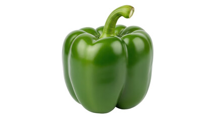 Isolated green bell pepper, whole and glossy. A fresh ingredient for healthy cooking ideas
