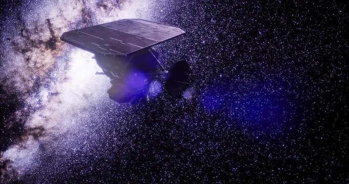 A spacecraft navigates through the vastness of space, capturing stunning views of galaxies and cosmic dust. This mission aims to gather data on celestial bodies and their compositions.