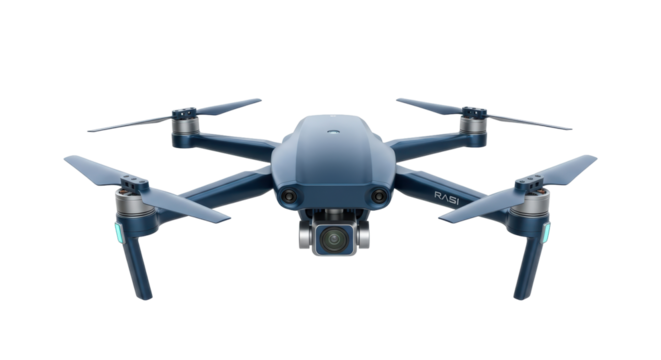 Isolated drone hovering ready to fly for aerial photography, high tech technology, quadcopter