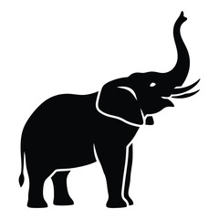 Majestic silhouette elephant standing tall with trunk raised powerful symbol of nature and wildlife silhouette