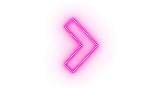 Pink neon right arrow icon isolated on transparent background