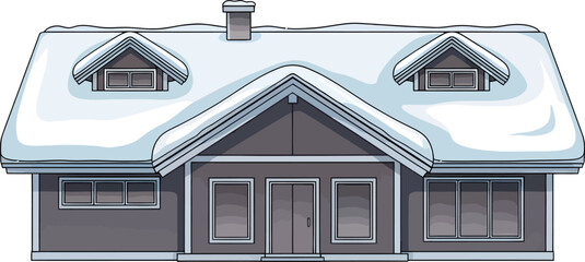 Snow Covered House Illustration
