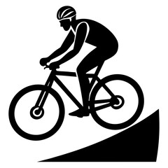 Obraz premium Silhouette Cyclist on Curved Road for Sports and Adventure ... 