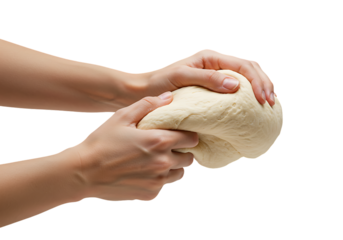 Hands kneading dough on white surface, preparing homemade bread with care and precision, showcasing the art of baking.
