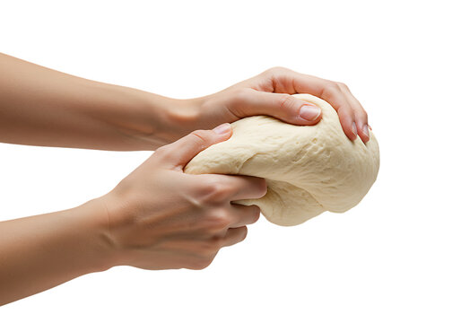 Hands kneading dough on white surface, preparing homemade bread with care and precision, showcasing the art of baking.