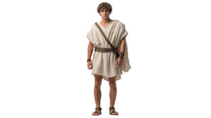 King David full body on transparent background, biblical figure wearing ancient Jewish robe, Old Testament character isolated PNG.