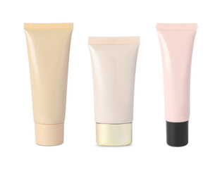 Different tubes for cosmetics isolated on white, set