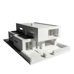 Architectural precision: A minimalist modern house model showcases geometric forms and clean lines