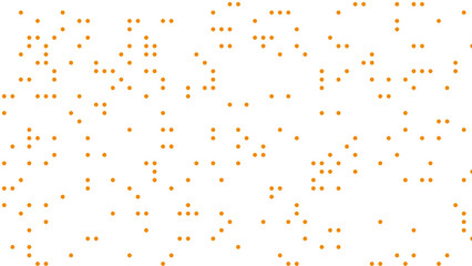 Abstract pattern of small orange squares scattered on a white background, creating a minimalist digital texture.