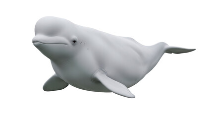 Isolated arctic beluga whale underwater species, marine animal behavior close up view